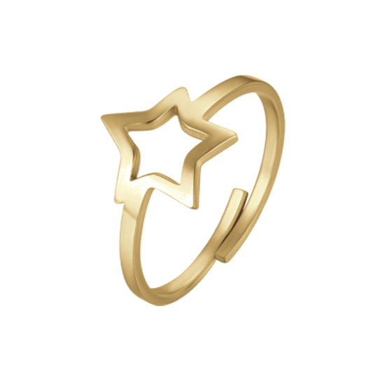 ANILLO DE ACERO DE ORO IP PARA MUJER CON ESTRELLA