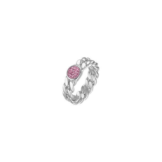 ANILLO DE MUJER EN ACERO CON CRISTAL ROSA Luca Barra