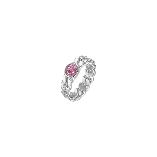 ANILLO DE ACERO PARA MUJER CON CRISTAL ROSA