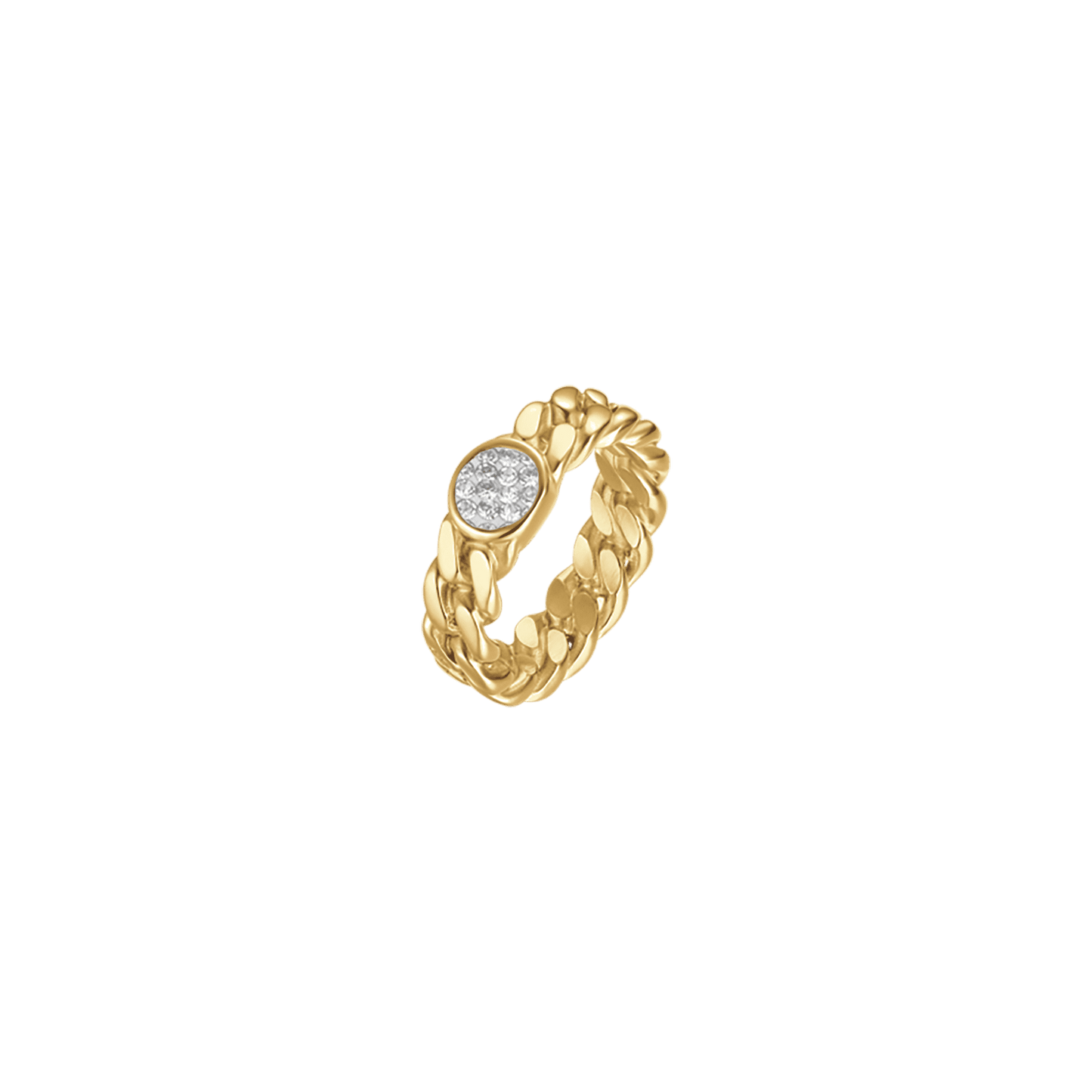 ANILLO DE ACERO IP DE MUJER CON CRISTALES BLANCOS