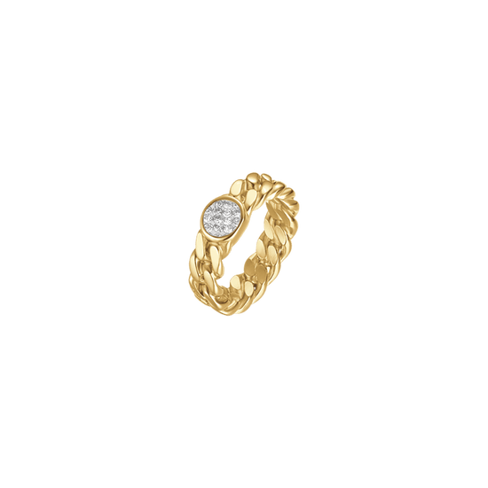 ANILLO DE ACERO IP DE MUJER CON CRISTALES BLANCOS