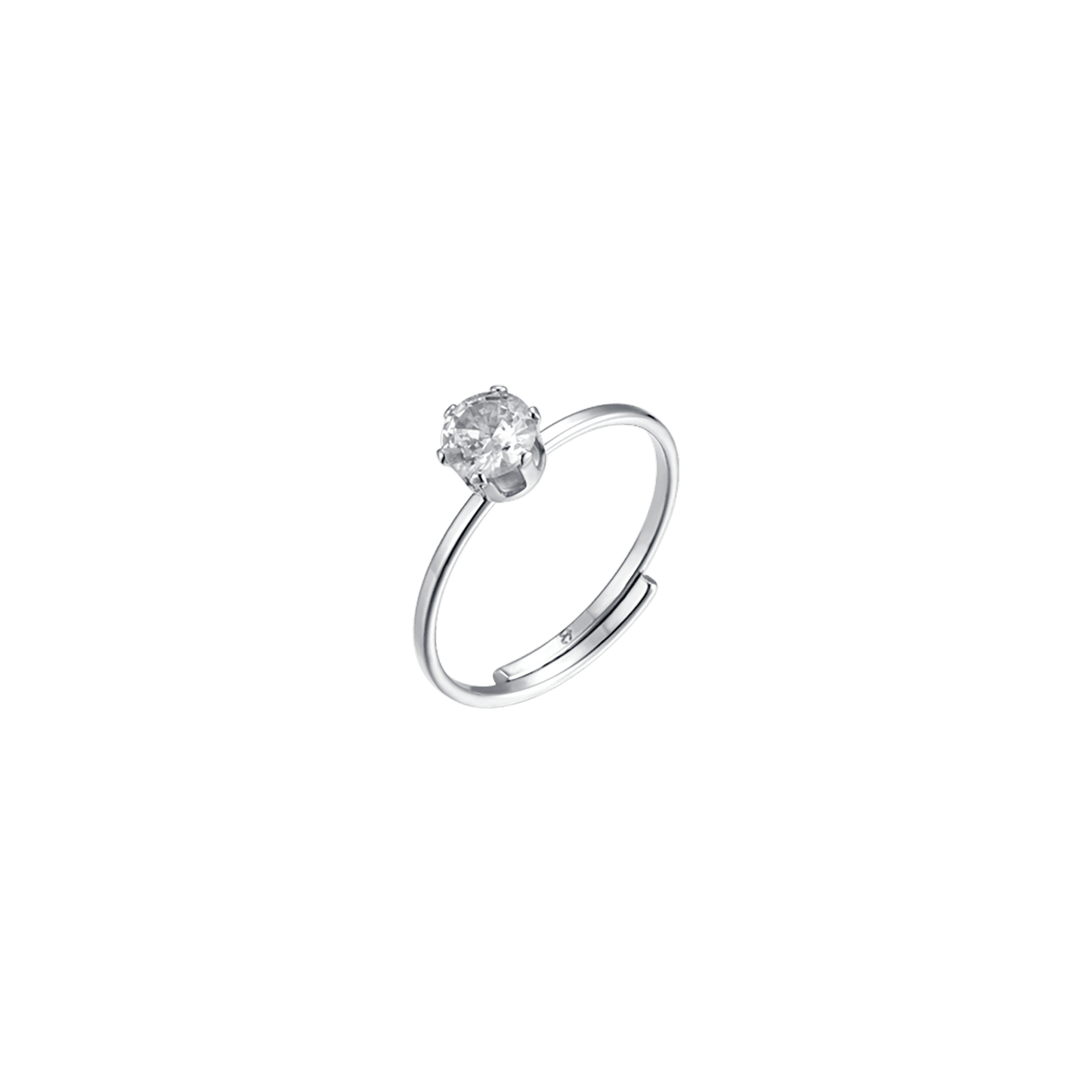 ANILLO SOLITARIO DE ACERO PARA MUJER CON CRISTAL BLANCO