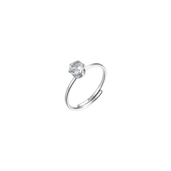 ANILLO SOLITARIO DE ACERO PARA MUJER CON CRISTAL BLANCO
