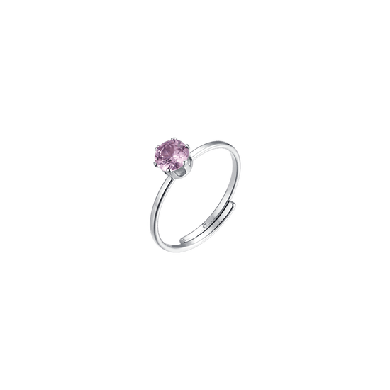 ANILLO SOLITARIO DE ACERO PARA MUJER CON CRISTAL ROSA