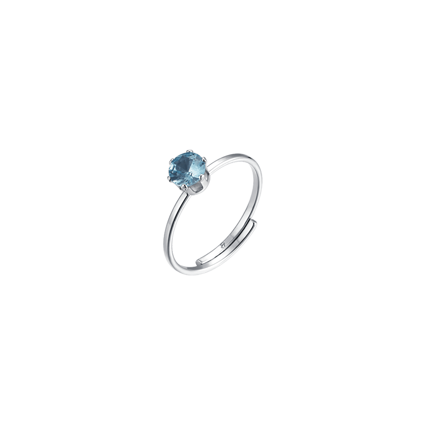 ANILLO SOLITARIO DE ACERO PARA MUJER CON CRISTAL AZUL