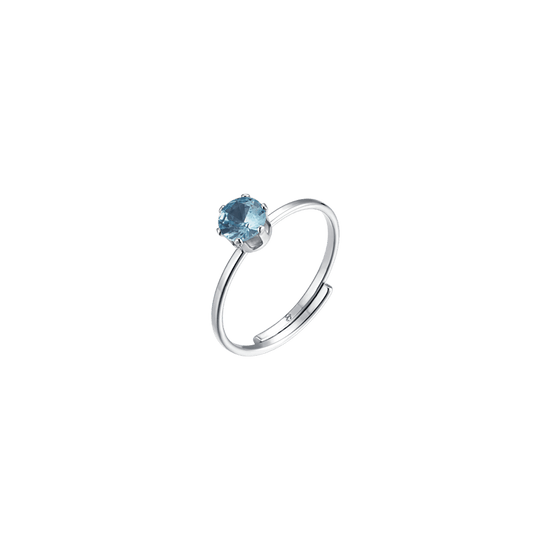 ANILLO SOLITARIO DE ACERO PARA MUJER CON CRISTAL AZUL