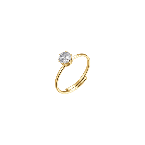 ANILLO SOLITARIO DE ACERO PARA MUJER CON CRISTAL BLANCO