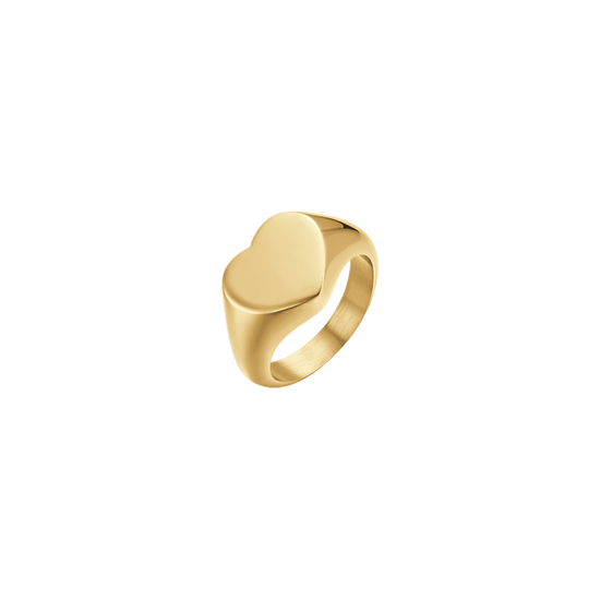 ANILLO DE ACERO IP PARA MUJER CON CORAZÓN