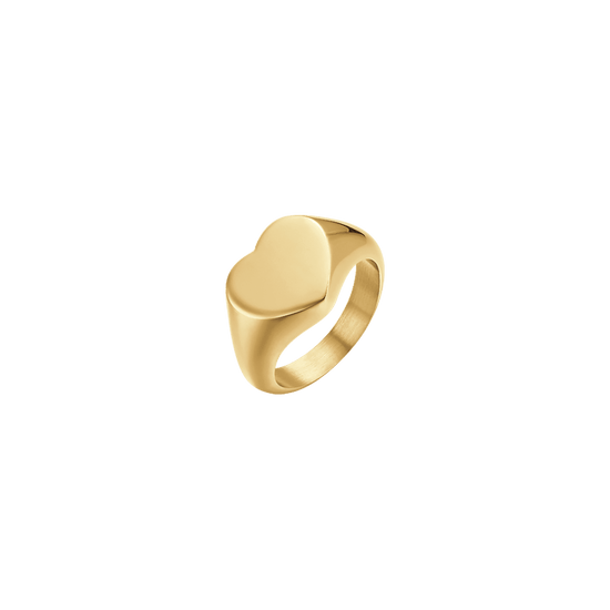 ANILLO DE ACERO DE ORO PARA MUJER CON CORAZÓN Luca Barra