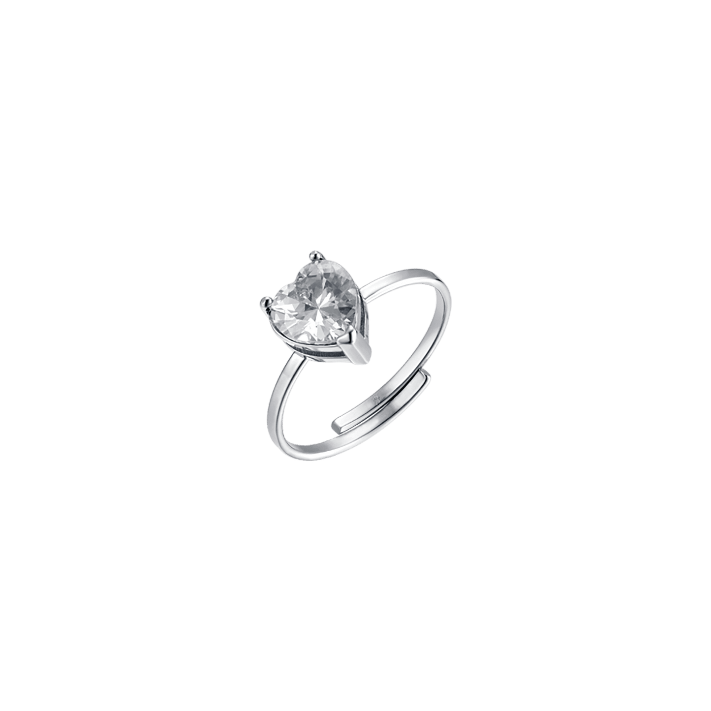 ANILLO DE ACERO PARA MUJER CON CRISTAL BLANCO EN FORMA DE CORAZÓN