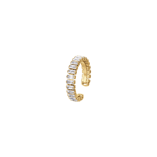 ANILLO DE ORO ABIERTO PARA MUJER CON CRISTALES BLANCOS Luca Barra