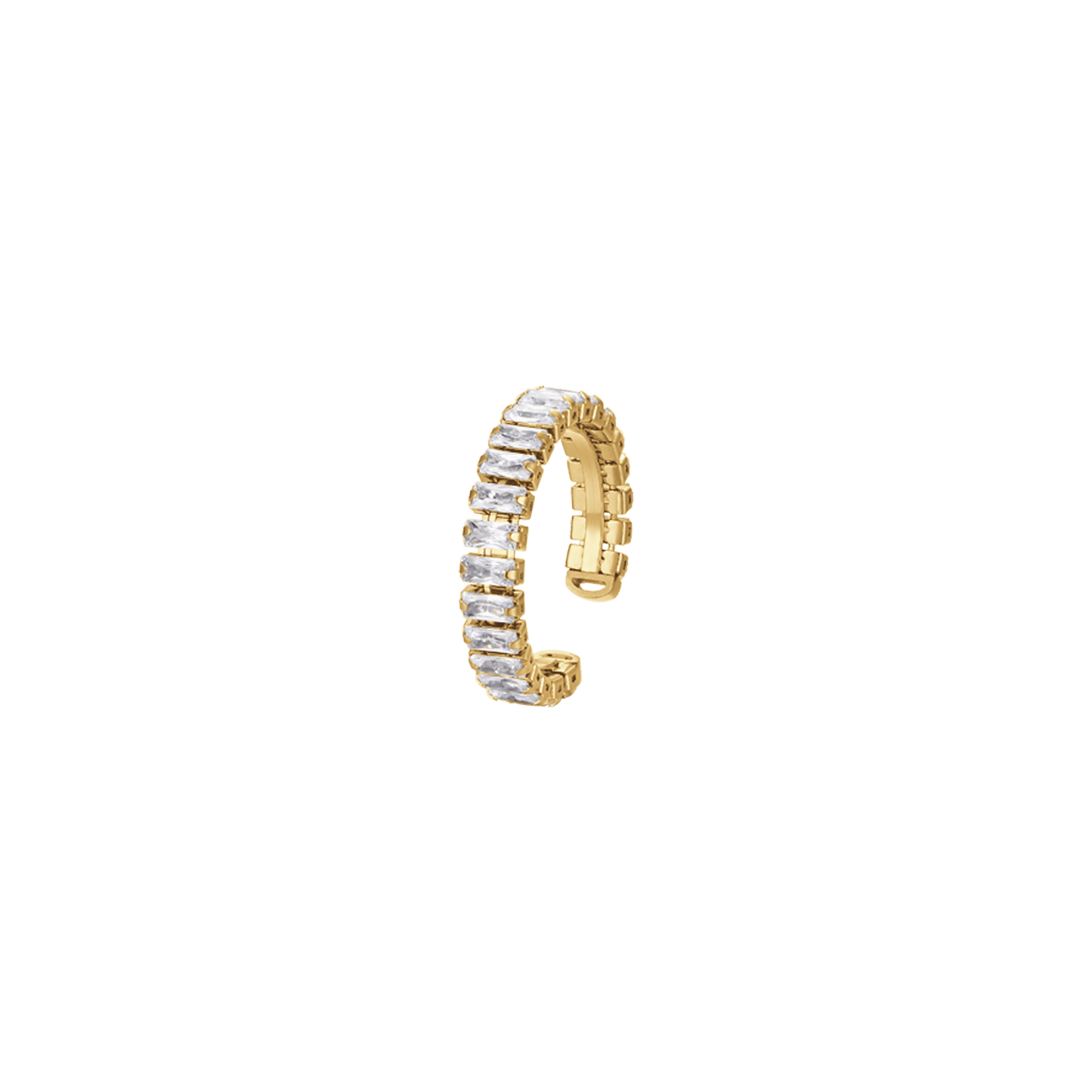 ANILLO DE ACERO IP DE MUJER CON CRISTALES BLANCOS