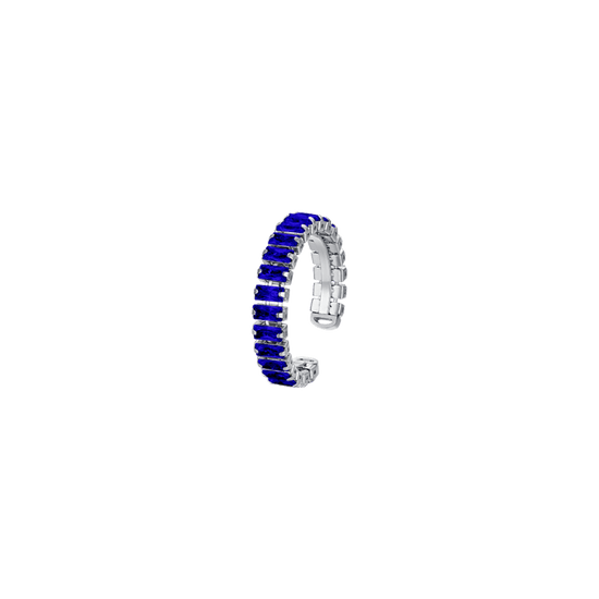 ANILLO AJUSTABLE DE ACERO PARA MUJER CON CRISTALES AZULES
