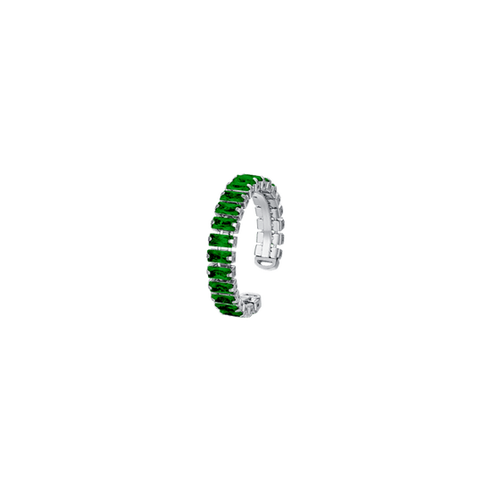 ANILLO AJUSTABLE DE ACERO PARA MUJER CON CRISTALES VERDES