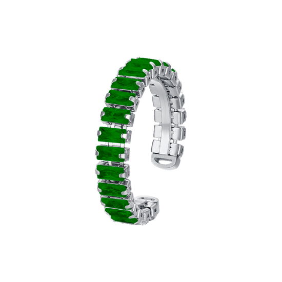 ANILLO AJUSTABLE DE ACERO PARA MUJER CON CRISTALES VERDES