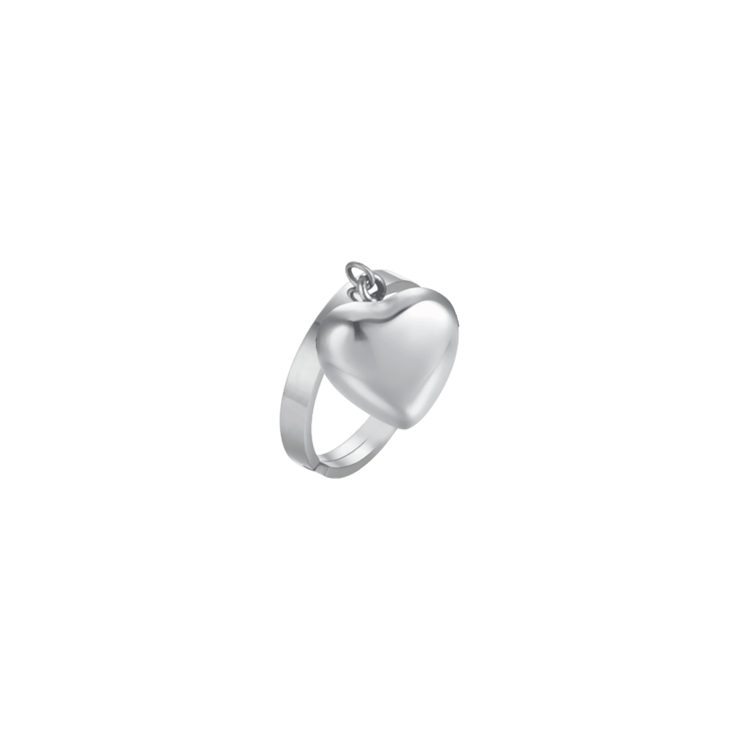 ANILLO DE ACERO PARA MUJER CON CORAZÓN MACIZO
