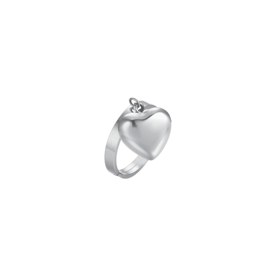 ANILLO DE ACERO PARA MUJER CON CORAZÓN MACIZO