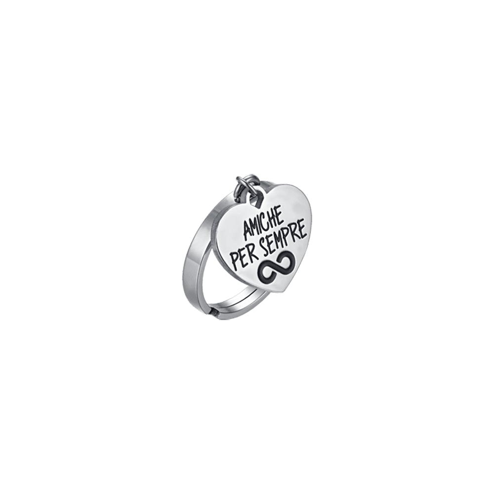 ANILLO DE ACERO PARA MUJER AMIGOS PARA SIEMPRE CON CORAZON