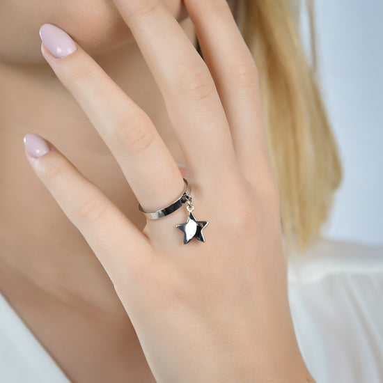 ANILLO DE ACERO PARA MUJER CON ESTRELLA Luca Barra