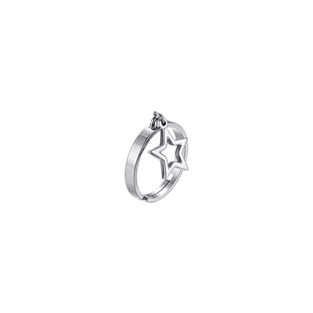 ANILLO DE ACERO PARA SEÑORA CON ESTRELLA PERFORADA
