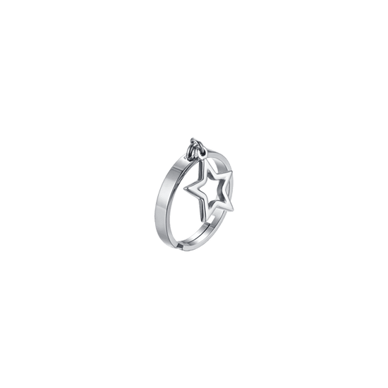 ANILLO DE ACERO PARA SEÑORA CON ESTRELLA PERFORADA