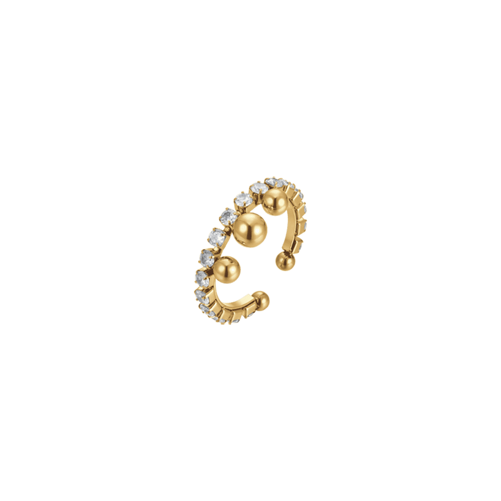 ANILLO DE ORO IP PARA MUJER CON CRISTALES BLANCOS Y HUESOS Luca Barra