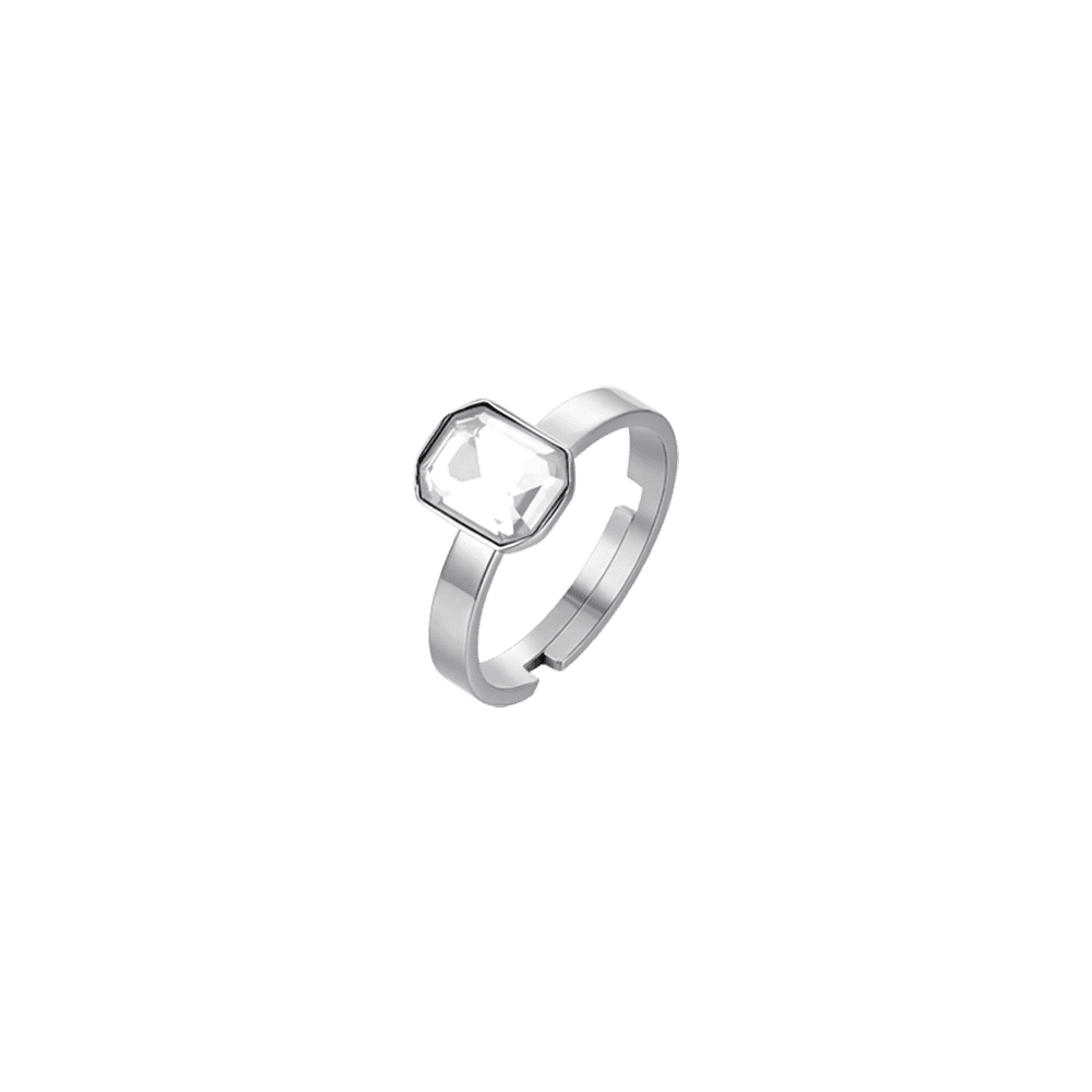 ANILLO DE ACERO PARA SEÑORA CON CRISTAL BLANCO