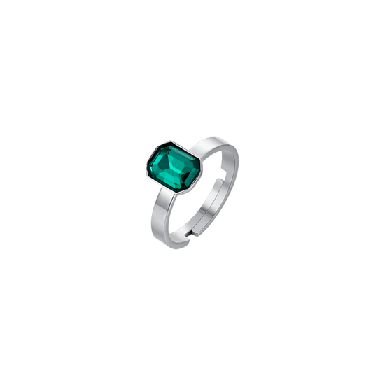 ANILLO DE MUJER EN ACERO CON CRISTAL VERDE Luca Barra