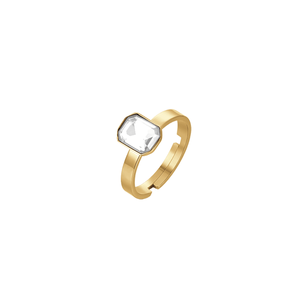 ANILLO DE MUJER EN ACERO ORO IP CON CRISTAL BLANCO Luca Barra