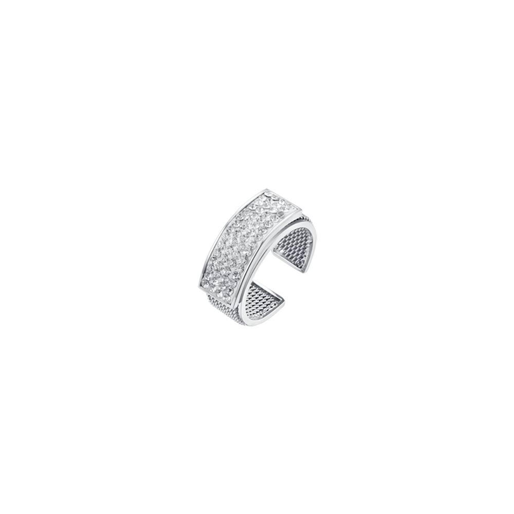 ANILLO MILANO LINK DE ACERO PARA SEÑORA CON ELEMENTO DE CRISTAL BLANCO