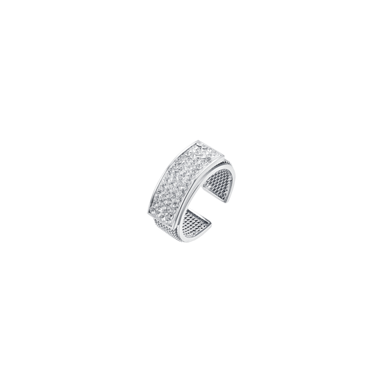 ANILLO MILANO LINK DE ACERO PARA SEÑORA CON ELEMENTO DE CRISTAL BLANCO