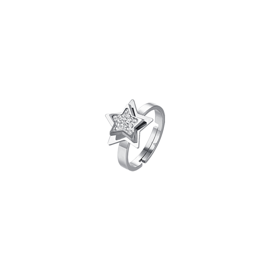 ANILLO ESTRELLA DE ACERO PARA MUJER CON CRISTALES BLANCOS