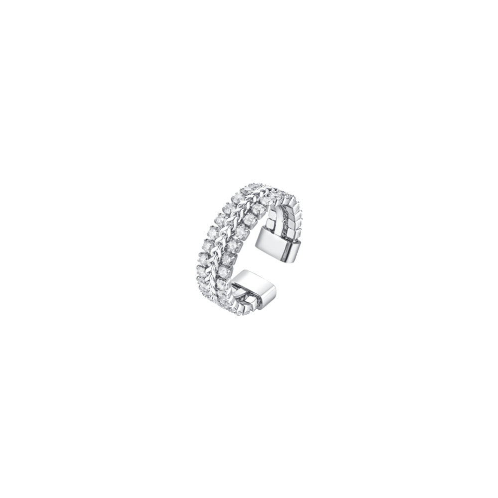 ANILLO DE ACERO PARA MUJER CON CRISTALES BLANCOS TALLA S