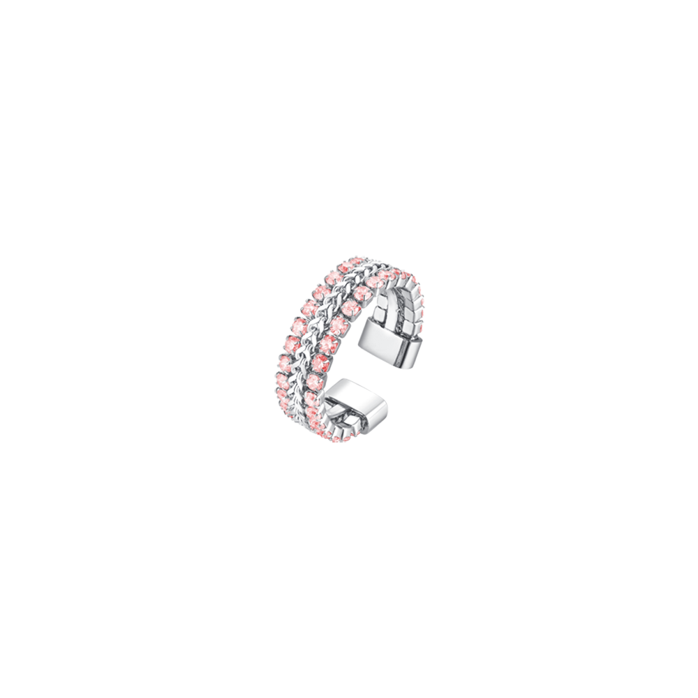 ANILLO DE ACERO PARA MUJER CON CRISTALES BLANCOS TALLA S