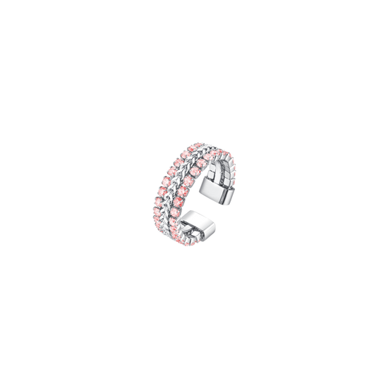 ANILLO DE ACERO PARA MUJER CON CRISTALES BLANCOS TALLA S
