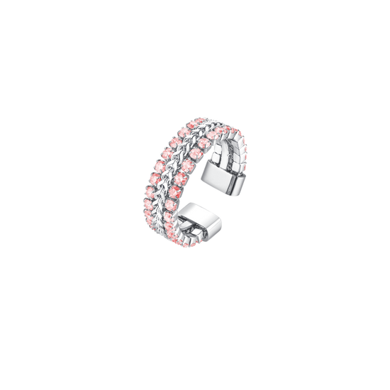 ANILLO DE ACERO PARA MUJER CON CRISTALES BLANCOS TALLA M