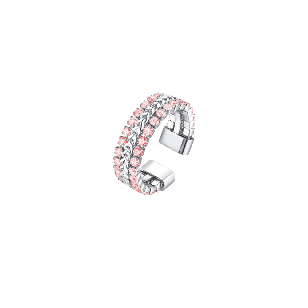 ANILLO DE ACERO PARA MUJER CON CRISTALES BLANCOS TALLA M