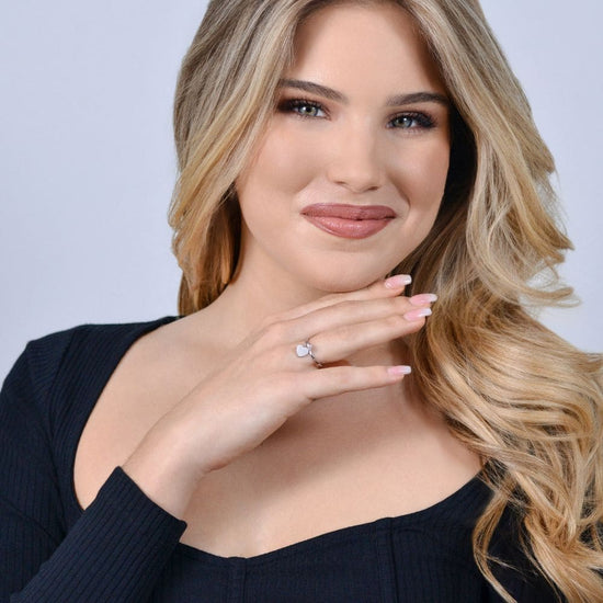 ANILLO DE ACERO PARA MUJER CON CORAZÓN Y CIRCONITA BLANCA