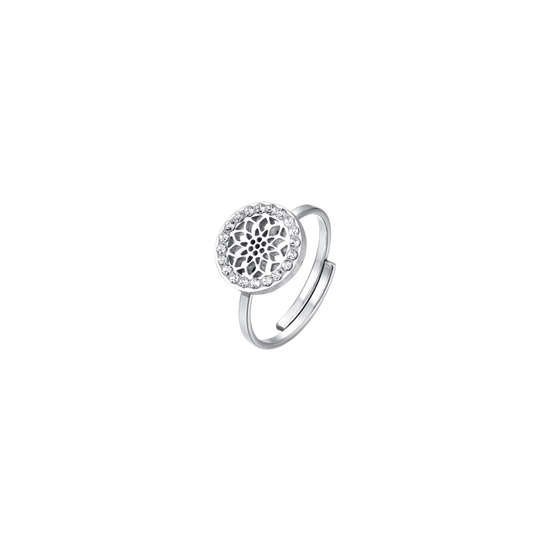 FLOR DE LA VIDA ANILLO DE ACERO PARA MUJER