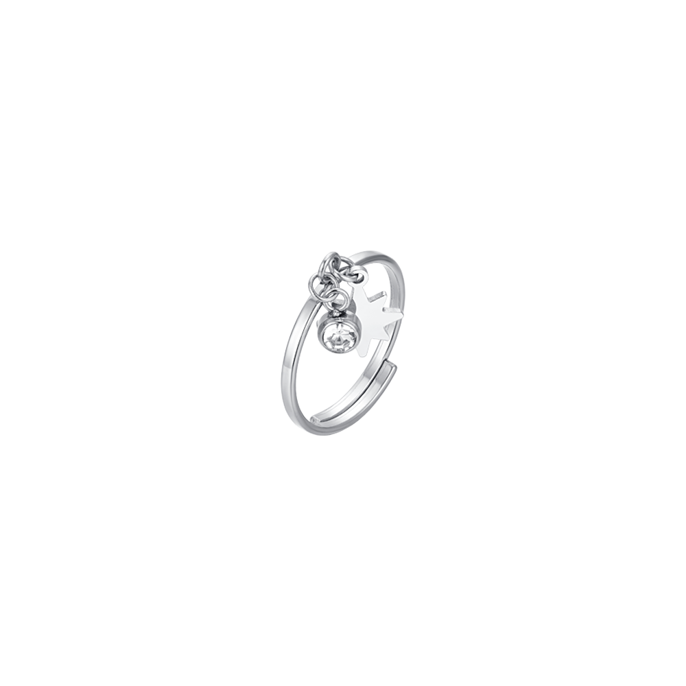 MUJER ANILLO DE ACERO CON ESTRELLA SISSI Y CRISTAL