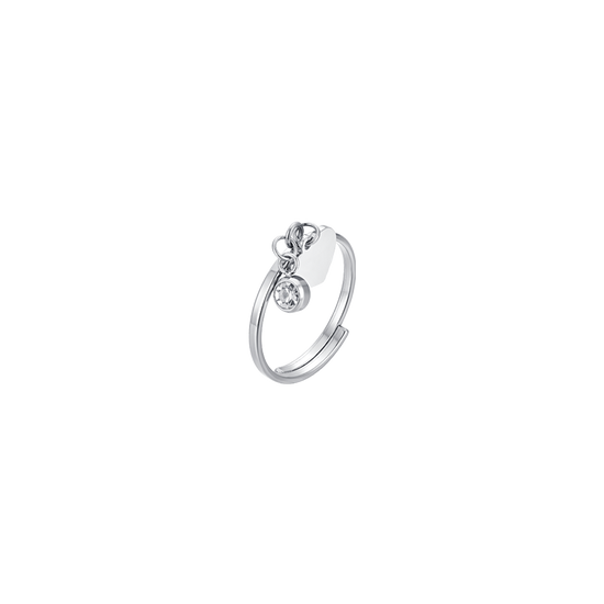 ANILLO DE ACERO PARA MUJER CON CORAZÓN Y CRISTAL