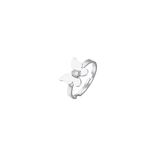 ANILLO DE MUJER DE ACERO CON MARIPOSA Y CIRCONITA