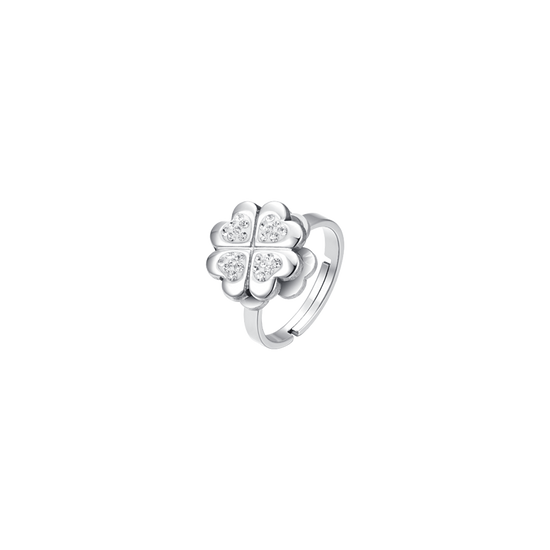 ANILLO TRÉBOL DE CUATRO HOJAS DE ACERO PARA MUJER