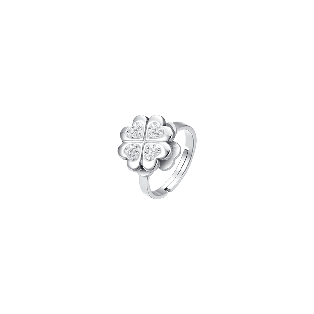 ANILLO TRÉBOL DE CUATRO HOJAS DE ACERO PARA MUJER