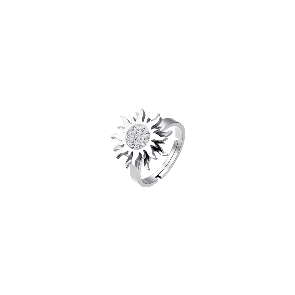 ANILLO GIRATORIO SOL DE ACERO PARA SEÑORA