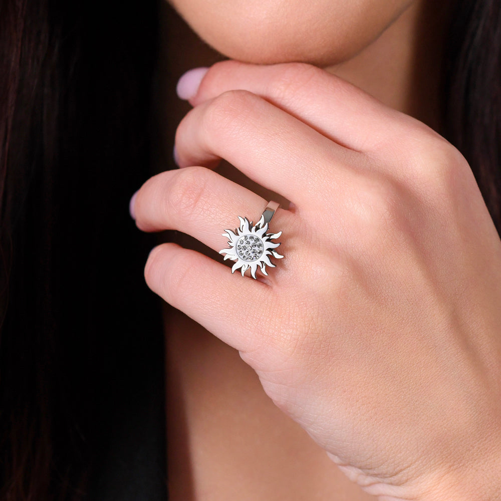 ANILLO GIRATORIO SOL DE ACERO PARA SEÑORA