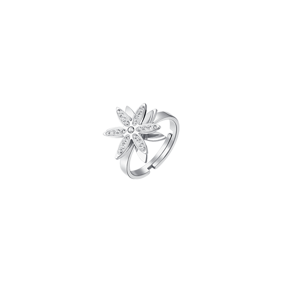 ANILLO GIRATORIO FLOR DE LA VIDA DE ACERO PARA MUJER
