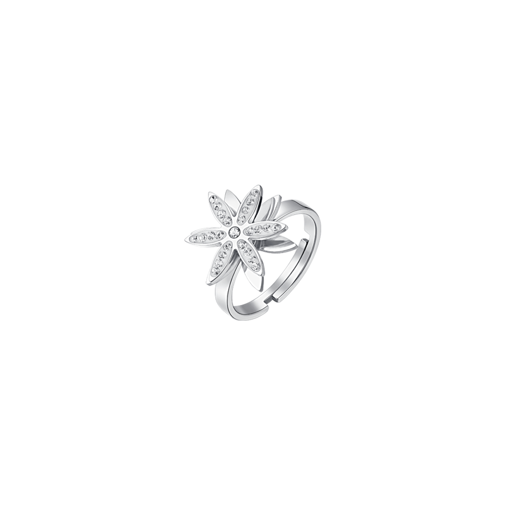 ANILLO GIRATORIO FLOR DE LA VIDA DE ACERO PARA MUJER