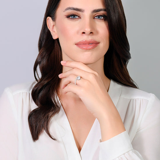 MUJER ACERO ANILLO PERLA Y CORAZON