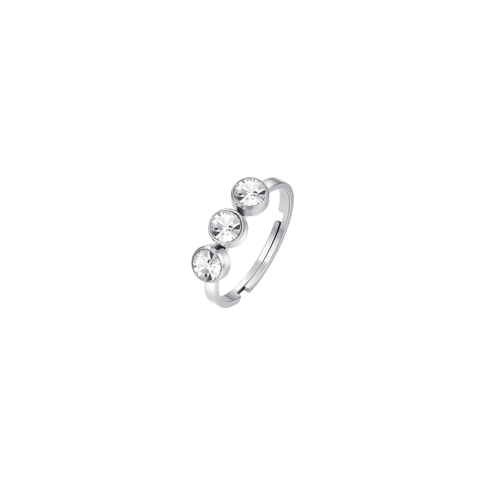 ANILLO ACERO MUJER CRISTALES BLANCOS